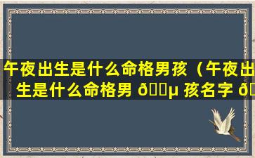 午夜出生是什么命格男孩（午夜出生是什么命格男 🐵 孩名字 🐎 ）